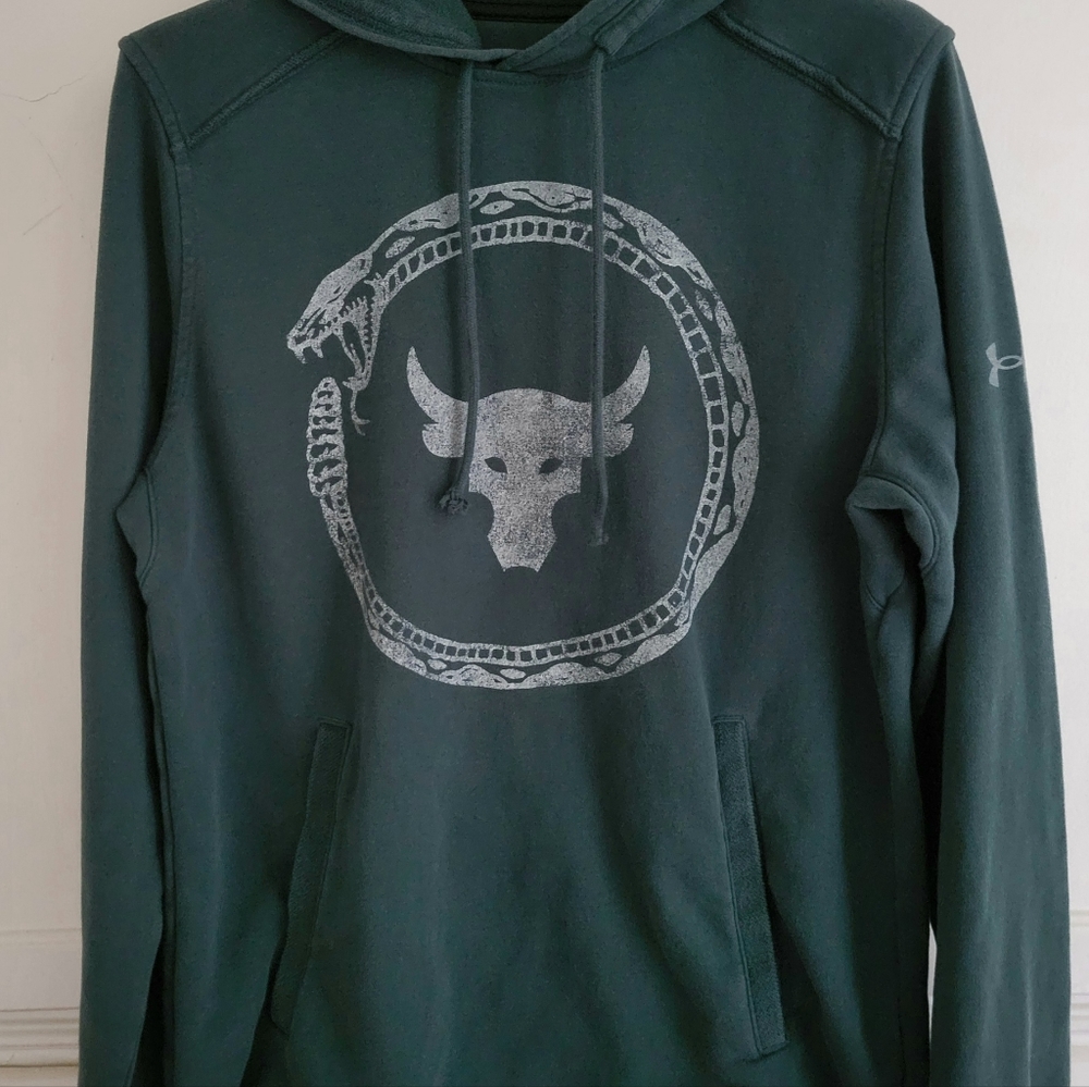 Under Armour X Project Rock Snake Training Green Terry Hoodie Size Medium